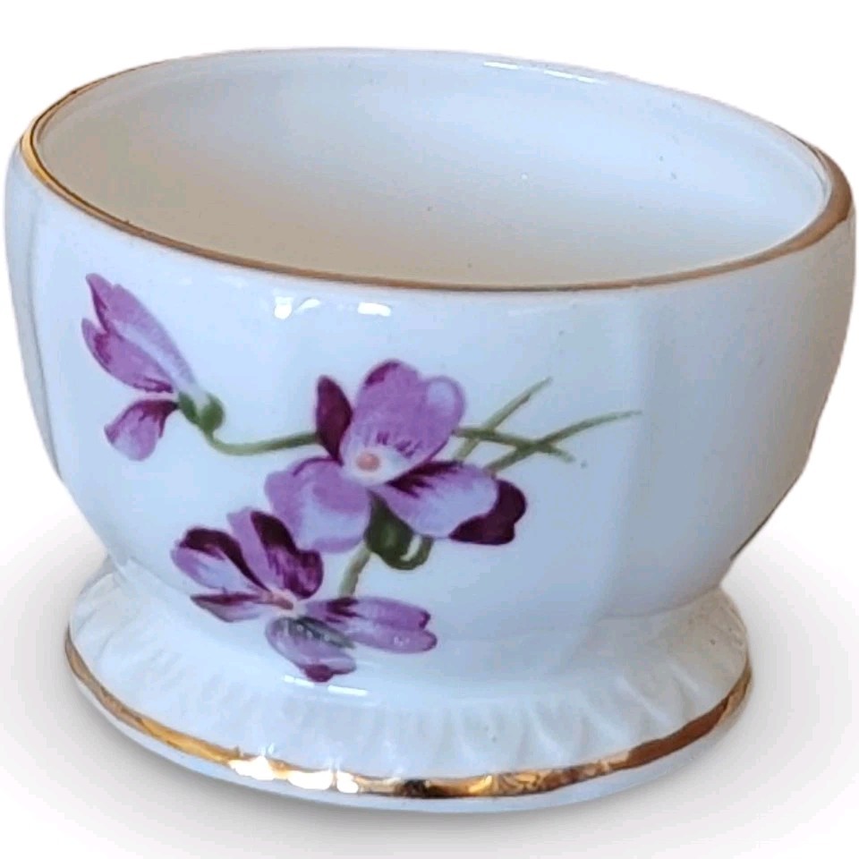 Vintage Hammersley Fine Bone China Violets Egg Cup Gold Trim Made in England