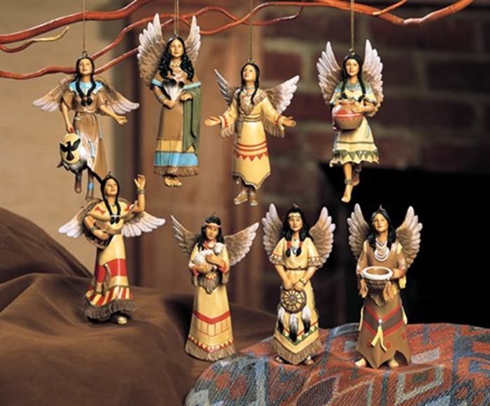 Southwest Angel Ornament Set of 8 Native American Decorations by Collections Etc