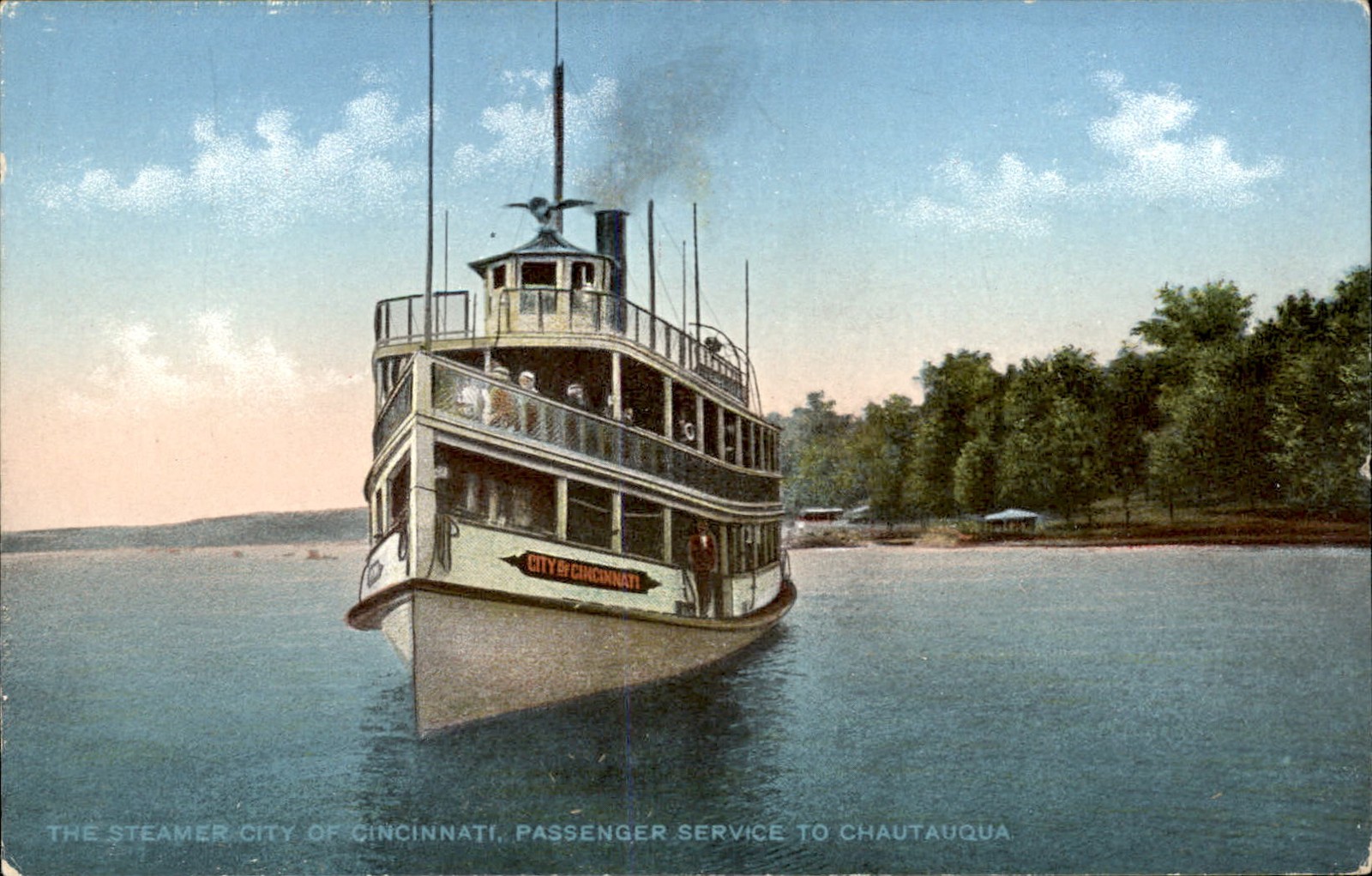 Steamer City of Cincinnati Chautauqua Press c1900s-10s Vintage Postcard