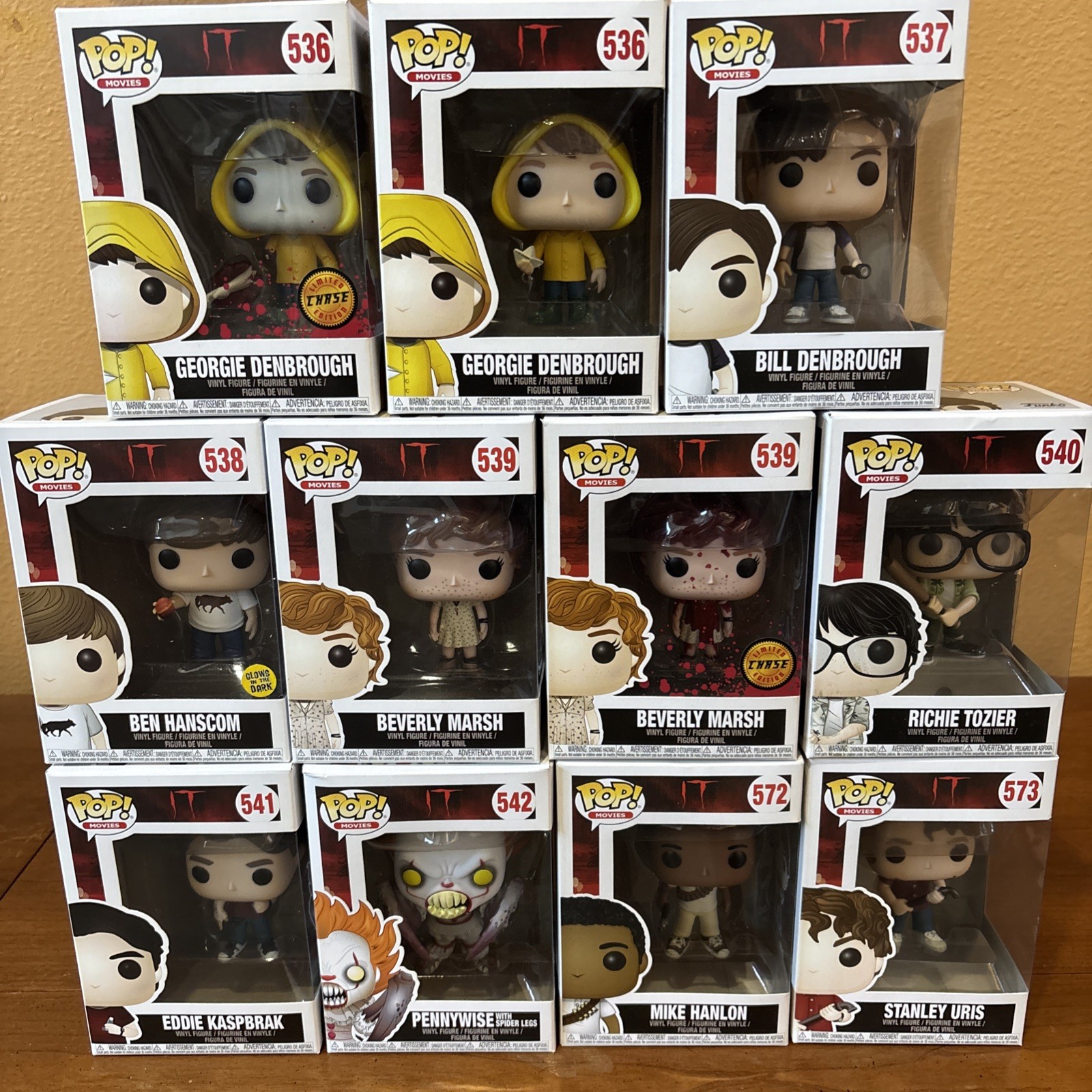 IT Funko Pop Complete Set Of 11 With Bloody Chase Variants, Vaulted, Unopened