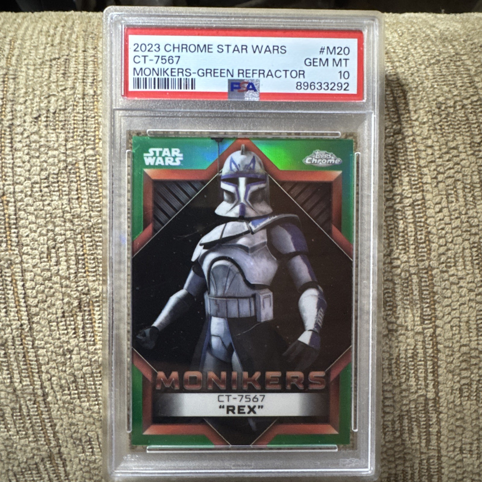 2023 Topps Chrome Star Wars CT-7567 Monikers-Orange Refractor /99  - PSA 10