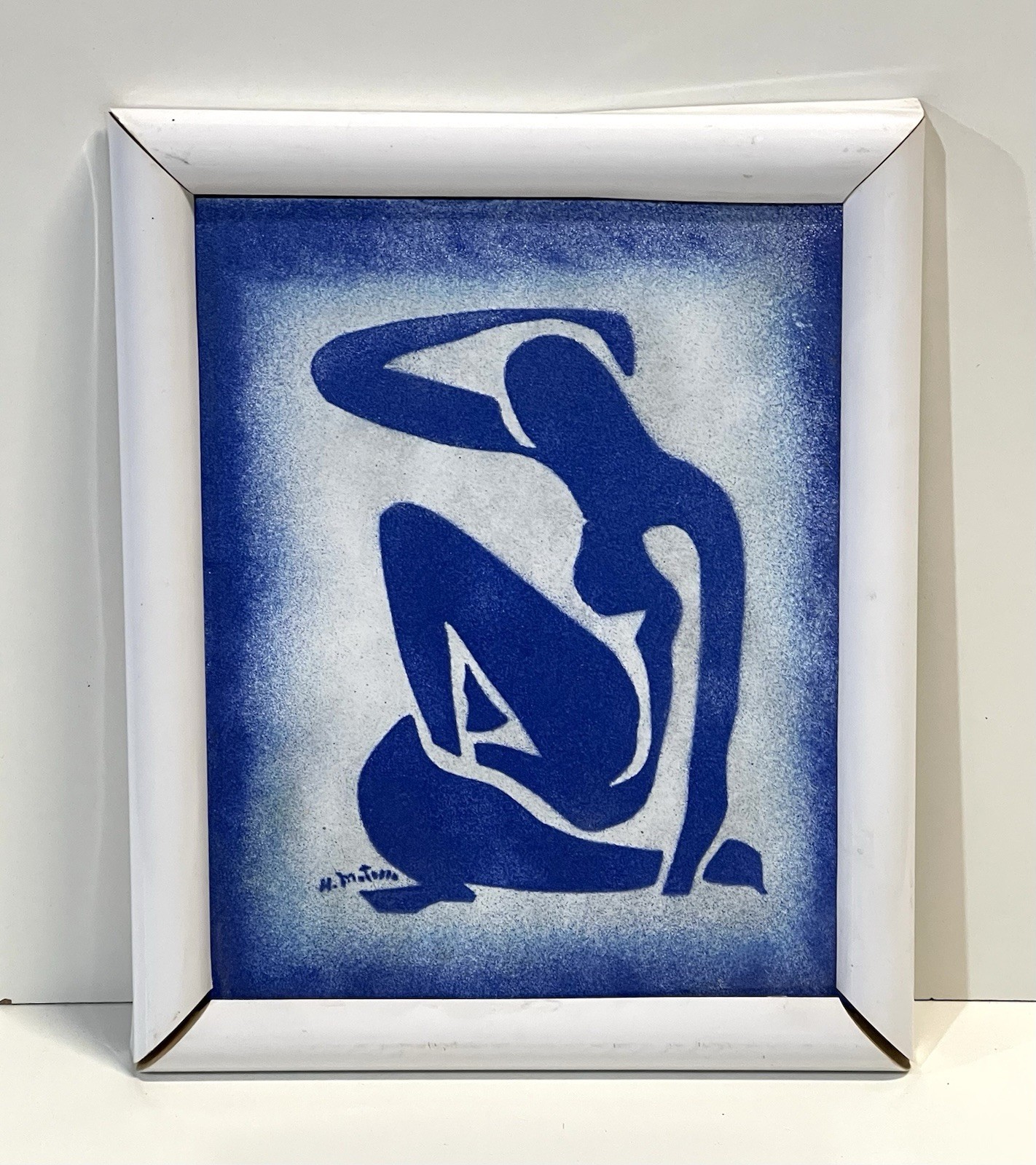 Vintage Henri Matisse Blue Nude II Enamel Copper Framed Panel Plaque Wall Art
