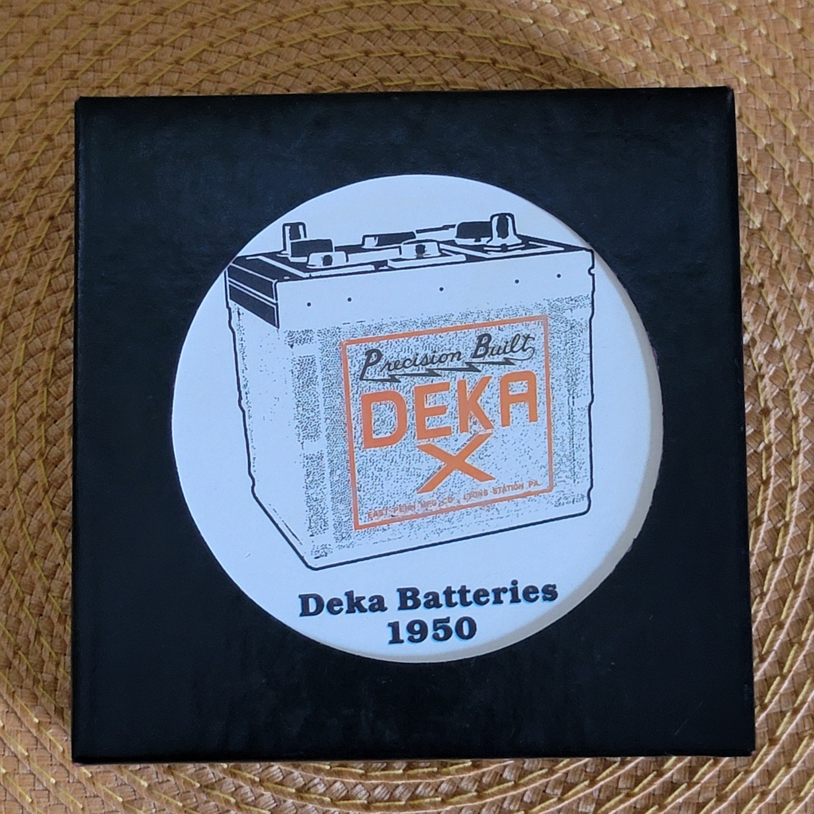 Set of 4 Vintage Waterwick Deka Ceramic Coasters Batteries Logo Truck Creamery