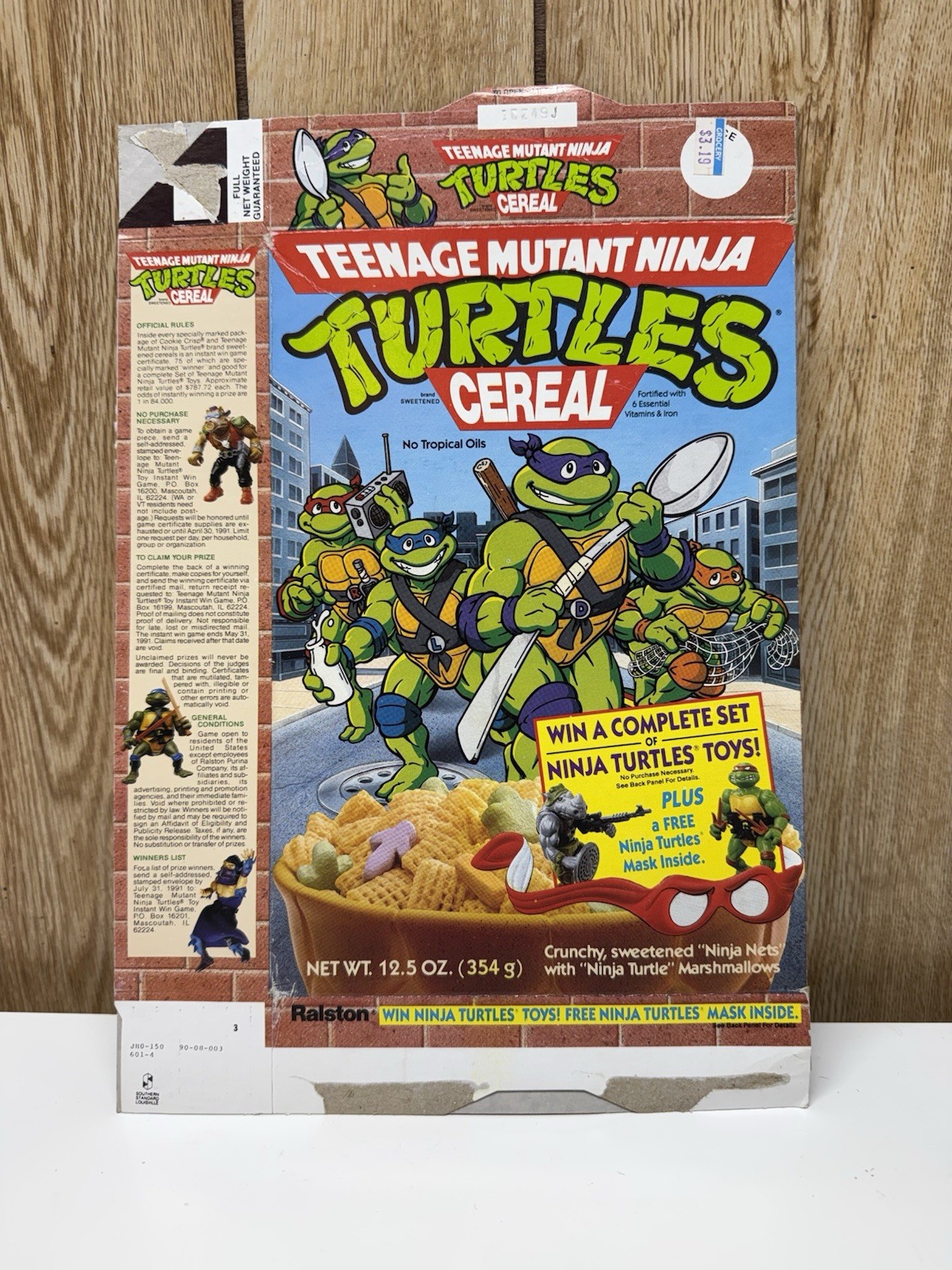 Vintage Ralston Teenage Mutant Ninja Turtles Cereal Box w/ COLLECTOR CARDS -TMNT