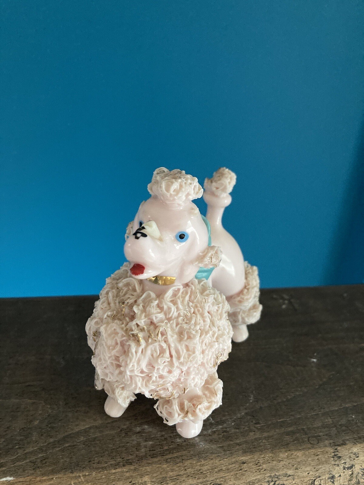 Norcrest Spaghetti Poodle Pink Bow Porcelain Fine China Gold Trim Figurine