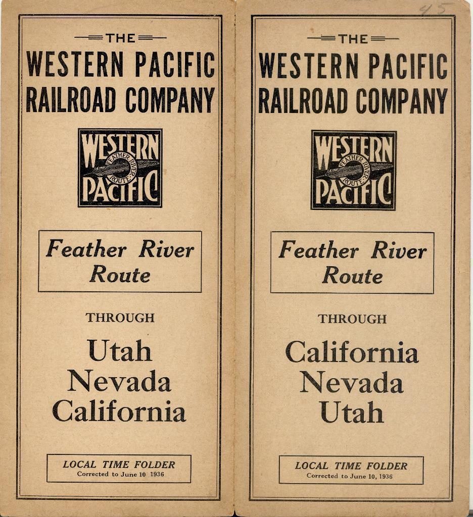 1936 Western Pacific Railroad Timetables 