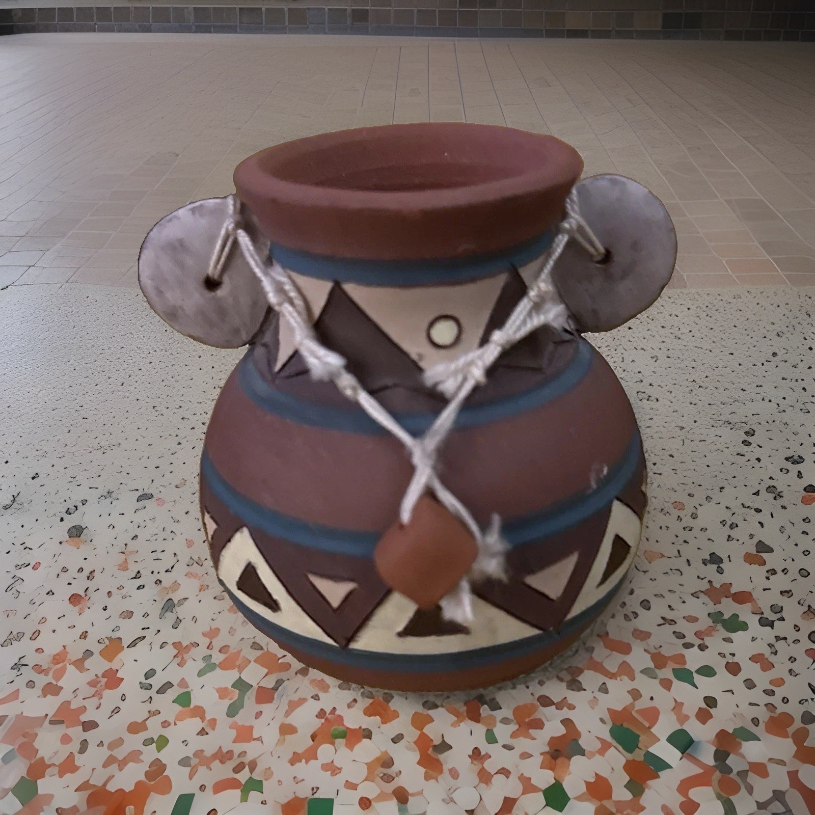 Portuguese Clay Pottery Vase Signed By Artist, Unique