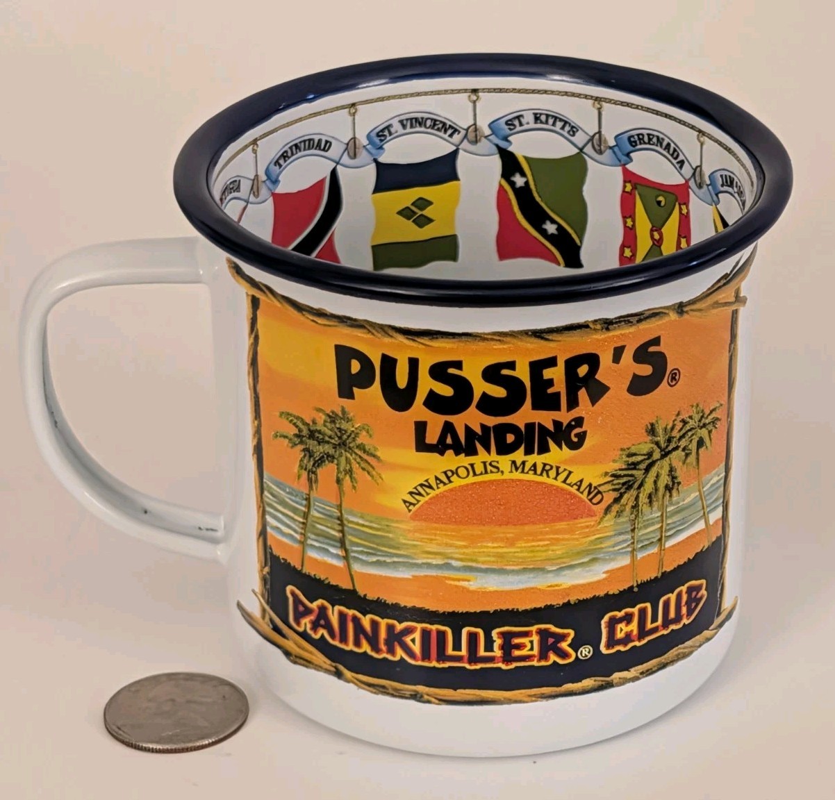 Pusser's Landing British Virgin Islands Painkiller Club Navy Rum Mug Enamel 16oz
