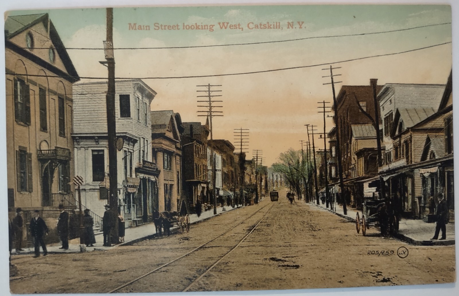 Vintage Postcard Main Street Looking West Catskill New York Dirt Road AA33