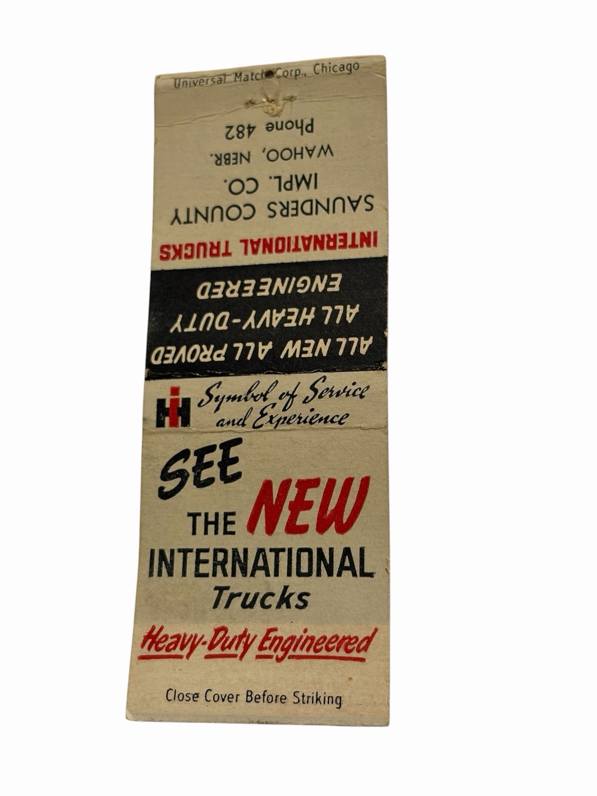 E1 Vtg Advertising Matchbook Covers No Striker 20 New IH Trucks  Wahoo NE