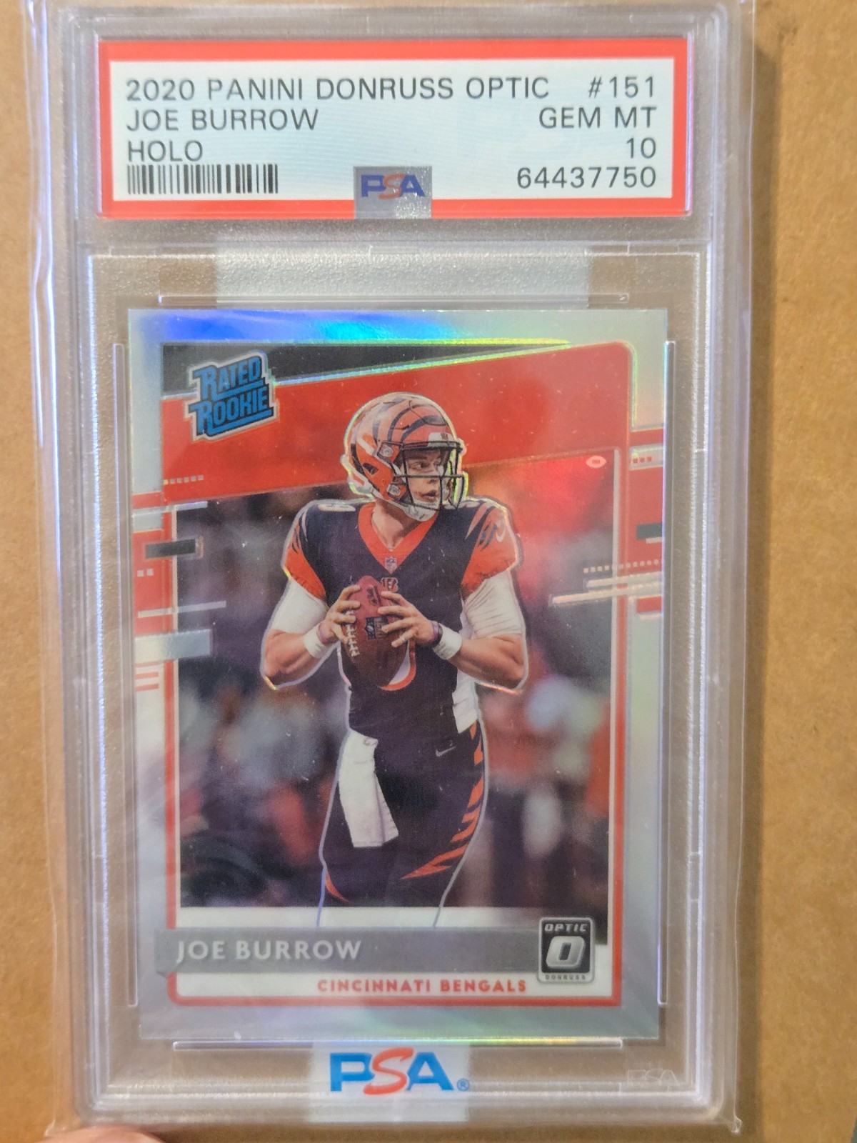 2020 DONRUSS OPTIC HOLO JOE BURROW #151 GRADED ROOKIE PSA 10 GEM MINT