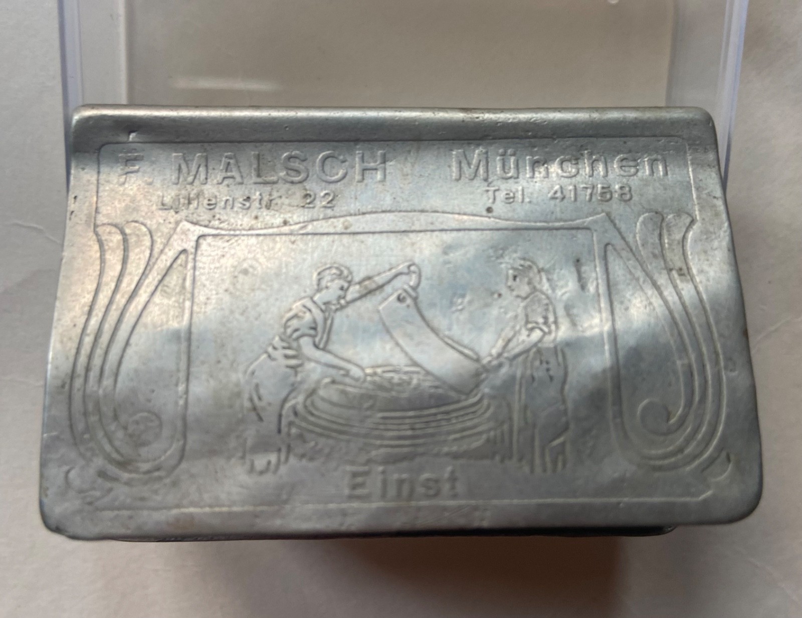 Vintage A. Malsch Jr. München Metal Matchbox Cover