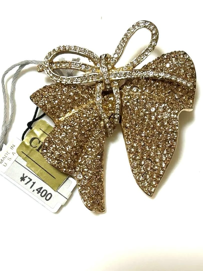 CINER Vintage Enamel Ribbon Brooch Gold/Silver Plated Used