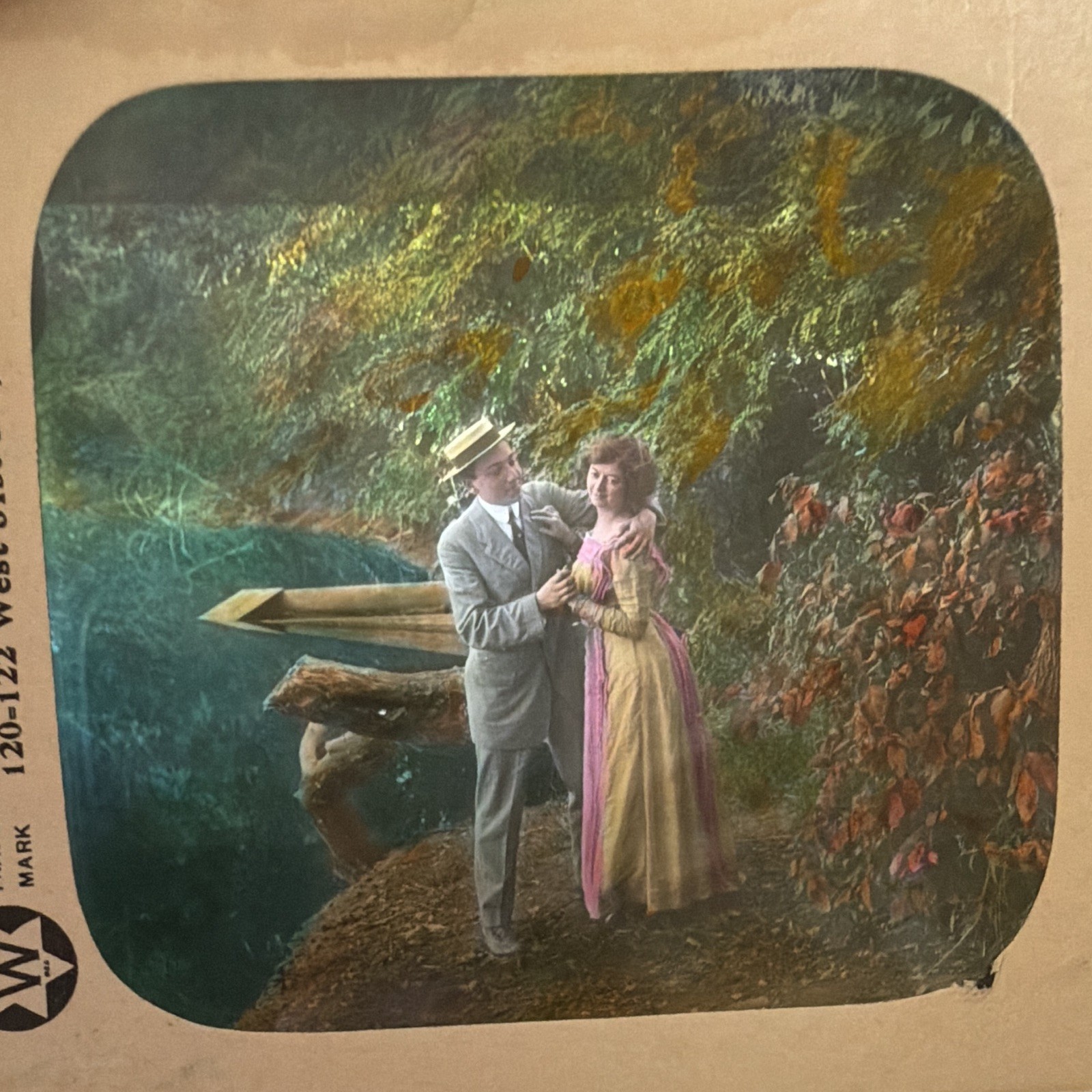 Antique DeWitt Wheeler Magic Lantern Slide Romantic Lake Scene Antique DeWitt Wheeler Magic Lantern Slide Romantic Lake Scene