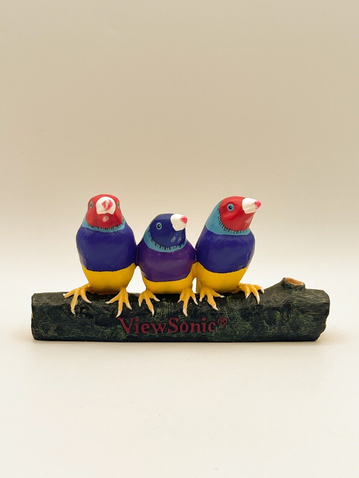 Viewsonic Advertising Gouldian Finch Parrots Birds on Branch Ceramic Pen Holder