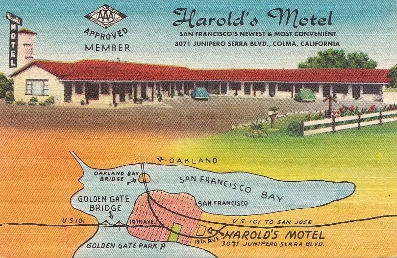 Postcard Harold\'s Motel San Francisco CA