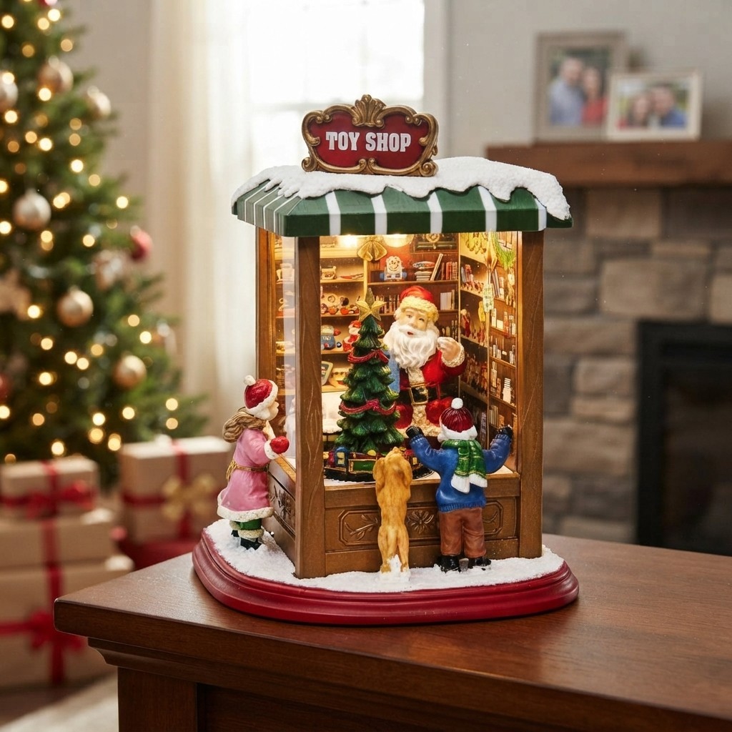 Battery Operated Santa\'s Toy Shop Christmas Village - 8.8\