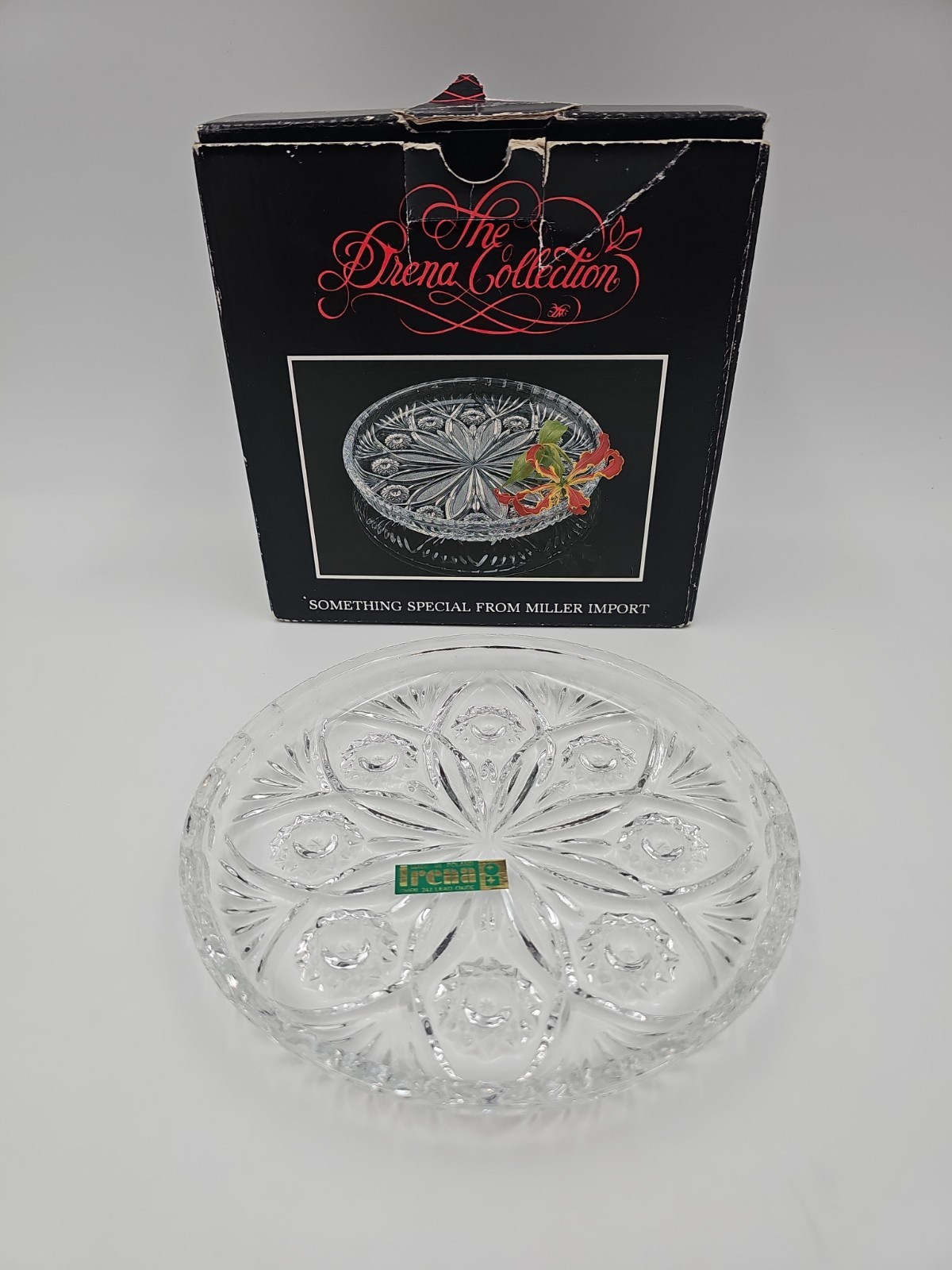 The Drena Collection 24% Lead Polish Crystal Plate w/ Box Miller Import 3 PC.