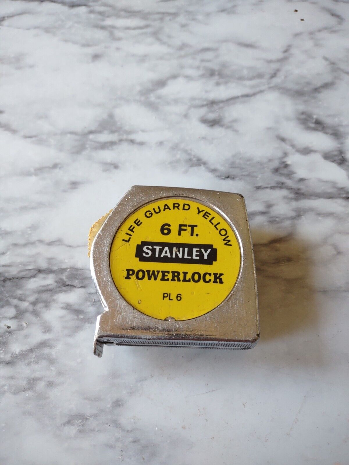 Vintage Stanley Powerlock 6\' Tape Measure PL6   Life Guard Yellow USA Made Metal