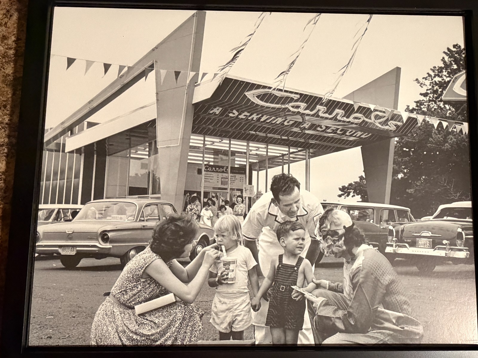 Vintage Carrol's Hamburgers Photo 11x14 Albany NY Central Ave 1960s Framed