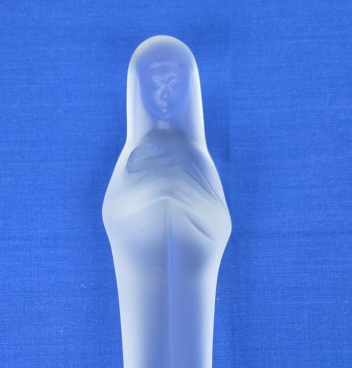 Vintage Stef Uiterwaal Satin Frosted Glass Statue Of Madonna and Child- Marked