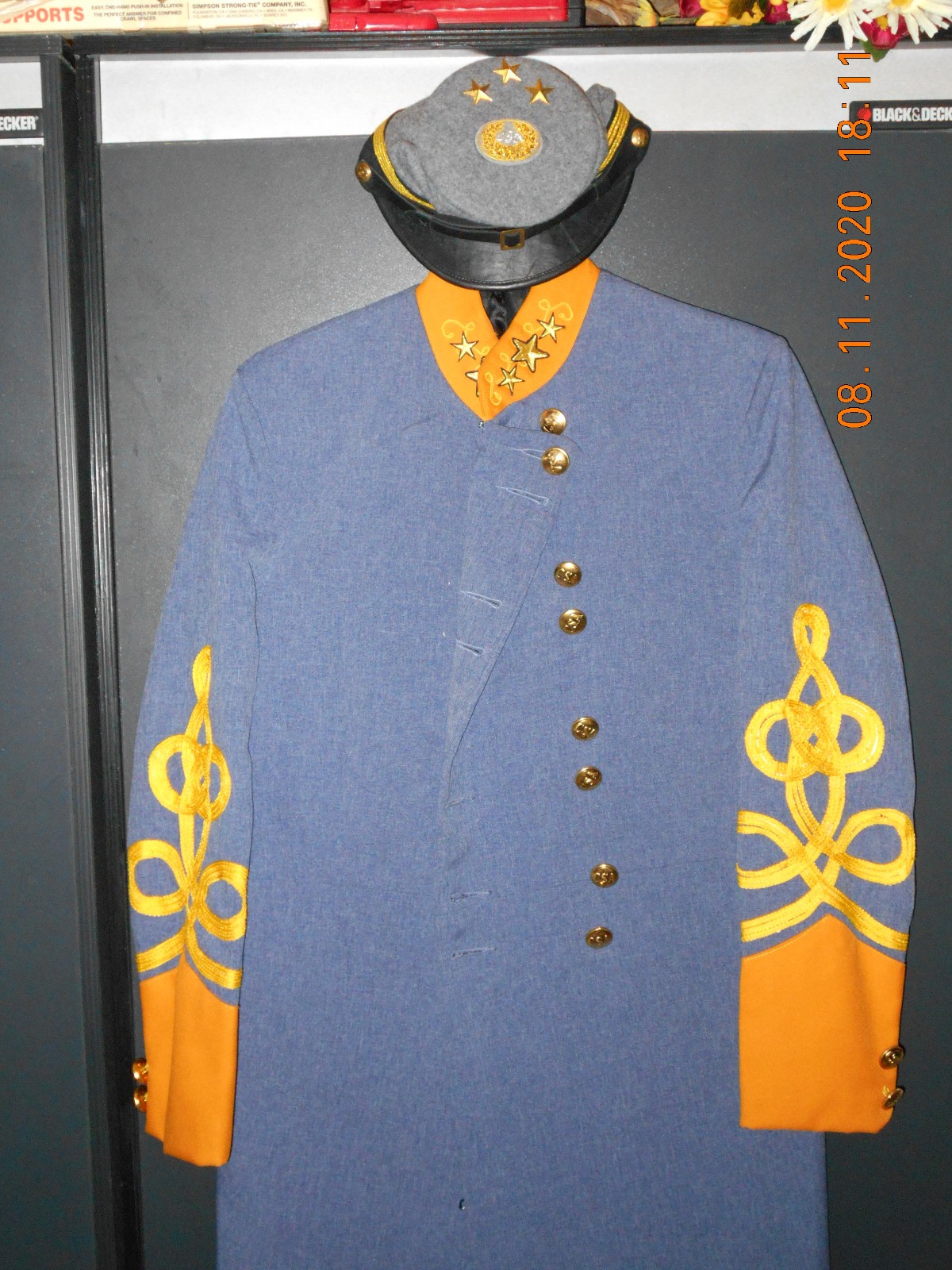 Personalized reproduction Confederate General Frock coat & Kepi