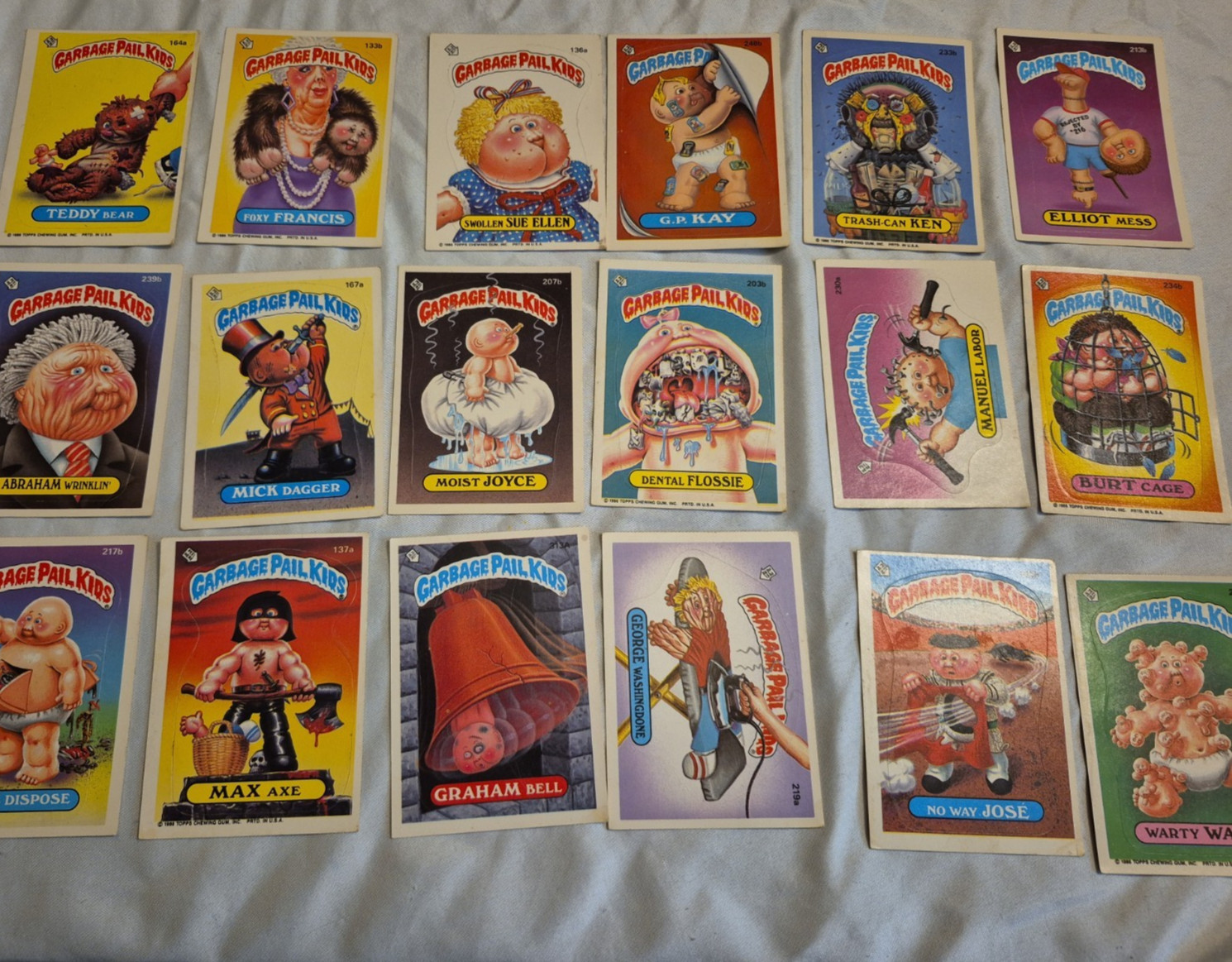 Lot of 18 Vintage 1980s Garpage Pail Kids Cards Not Gradeable No Duplicates