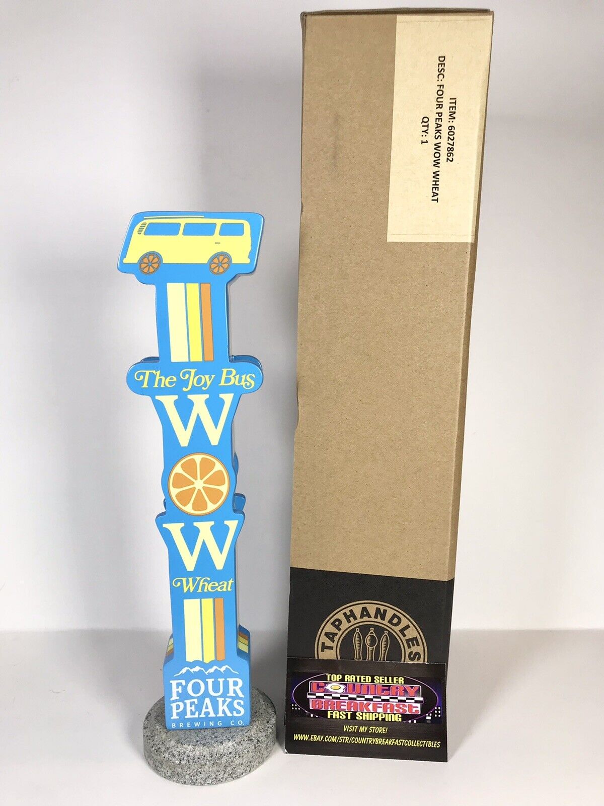 Four Peaks The Joy Bus WOW Wheat Beer Tap Handle 10.75 Tall - Brand New In Box
