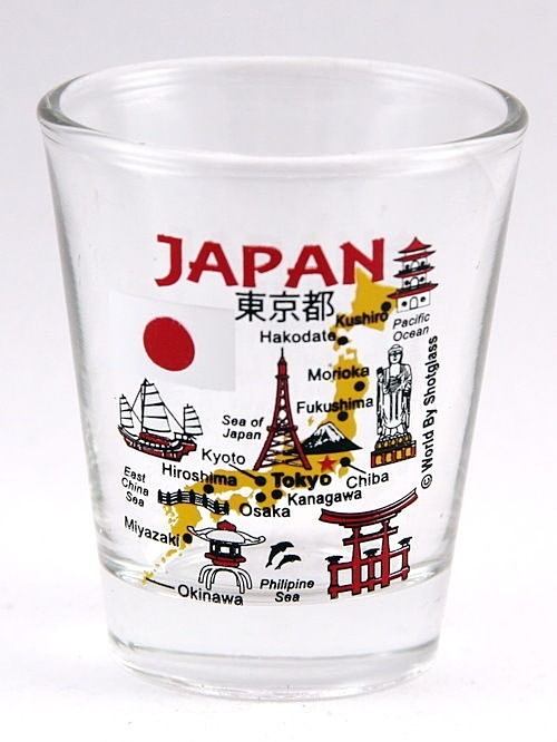 JAPAN LANDMARKS AND ICONS COLLAGE SHOT GLASS SHOTGLASS