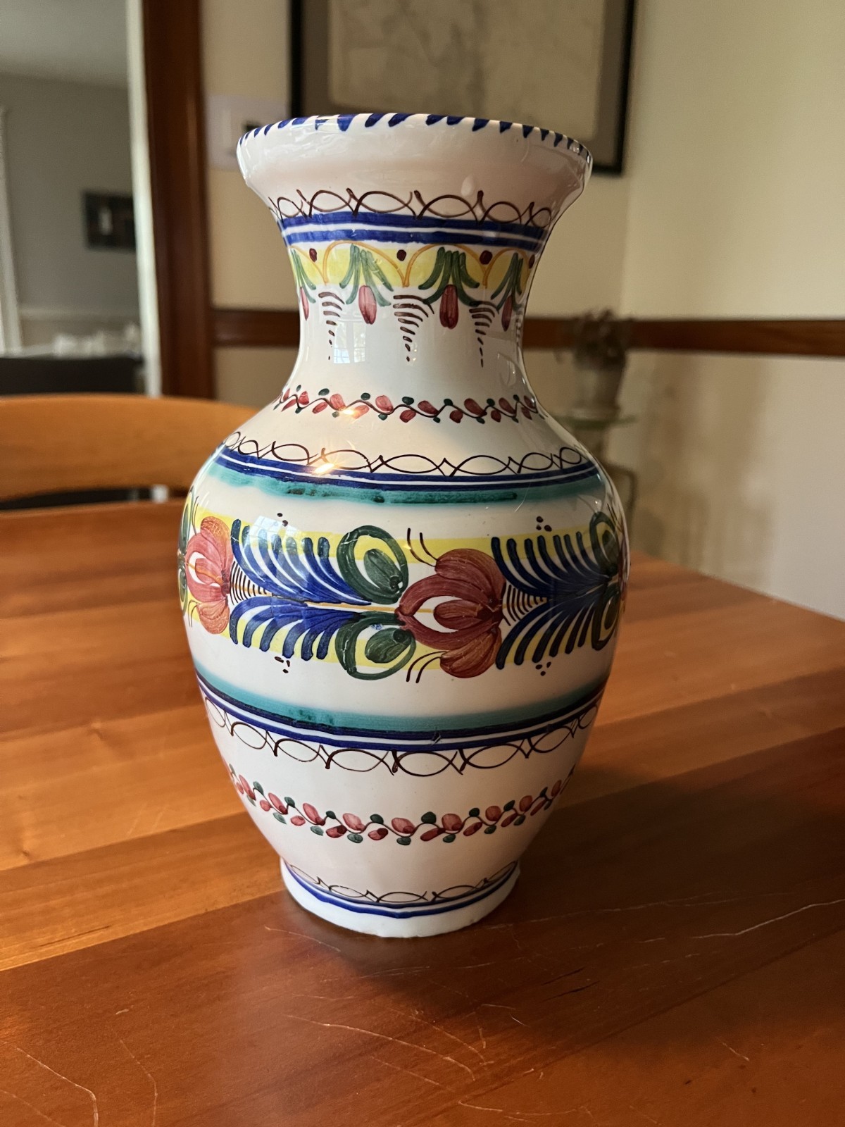 Large Vintage Tonala Pottery Floral Vase Mexico Signed 9.5\