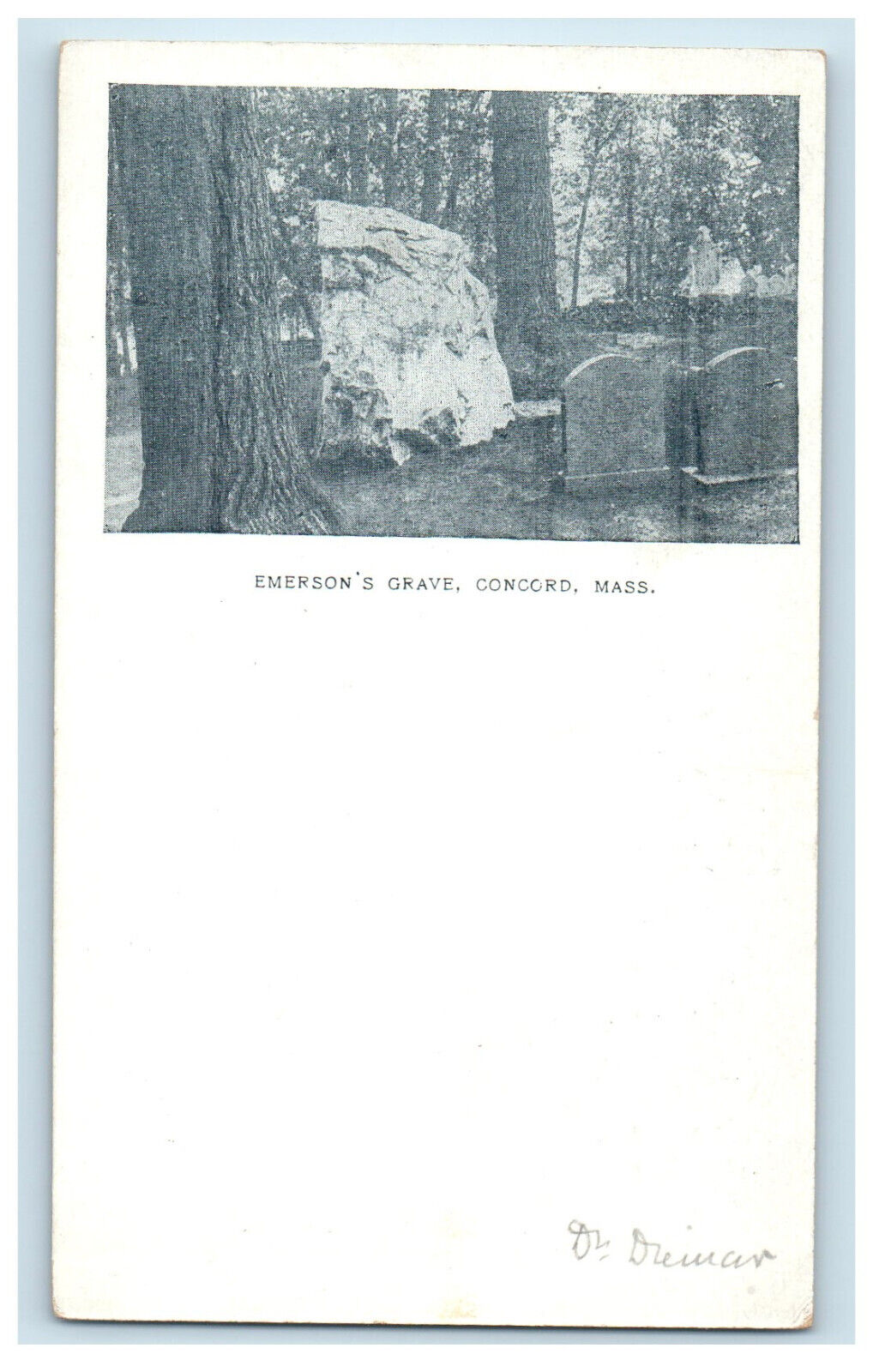 c1900s Emerson\'s Grave, Concord Massachusetts MA Unposted PMC Postcard