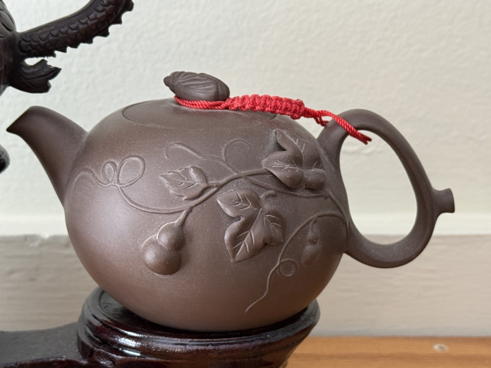 NEW.  Never used.  Chinese Purple Clay Floral Teapot.  I purchased in Tawain.