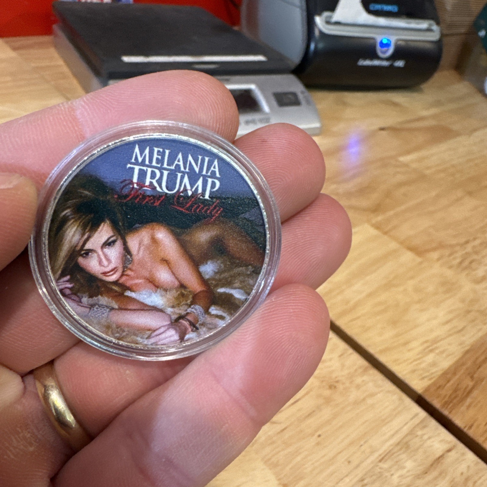 Melania Trump Sucks Coin NSFW Novelty Anti Politician Politics NUDE Decor Gag AI