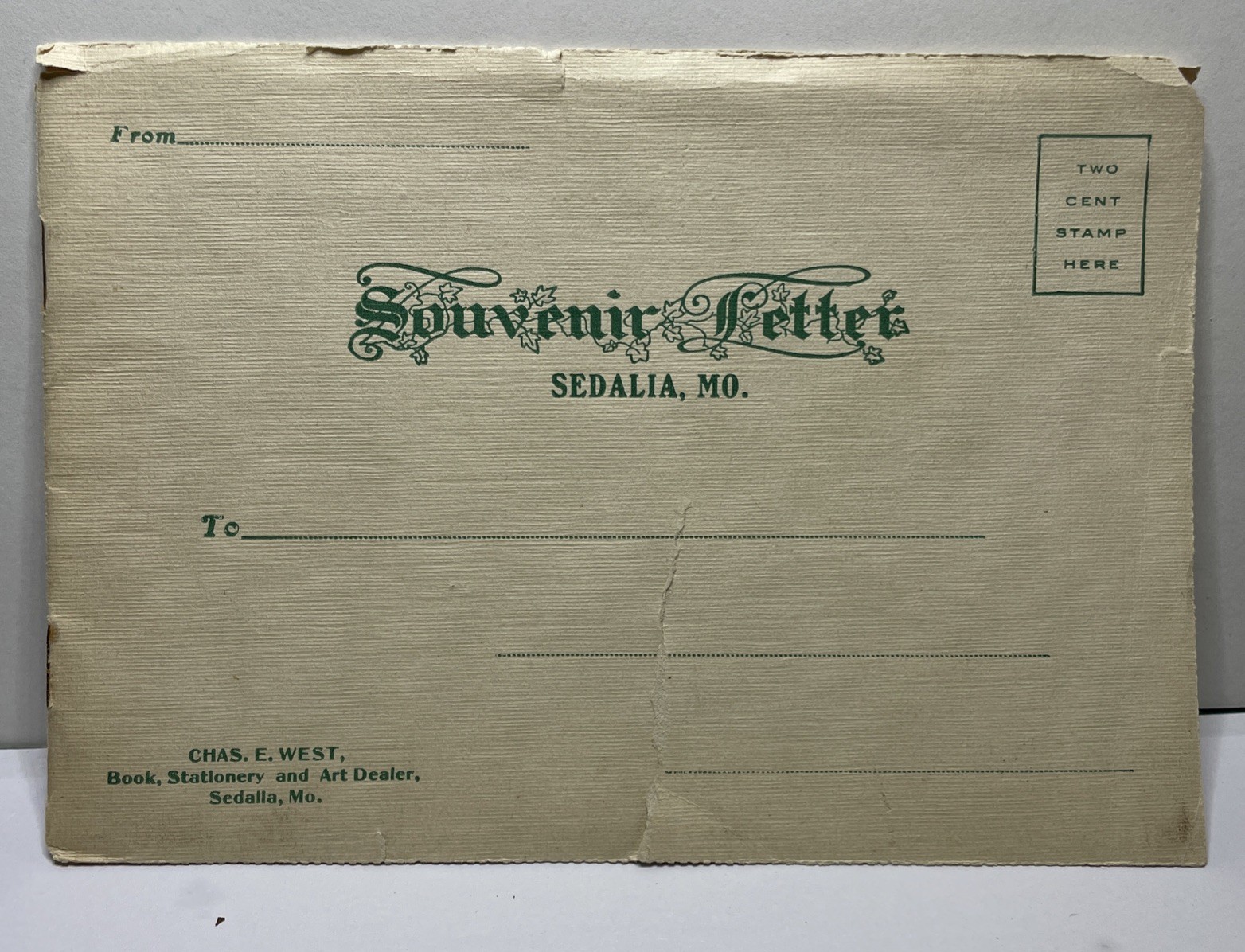1909c Sedalia Missouri souvenir letter booklet 8 photos 2 cents postage 1909c Sedalia Missouri souvenir letter booklet 8 photos 2 cents postage