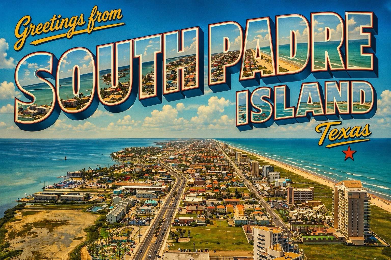 Greetings From South Padre Island Texas MODERN Postcard C876