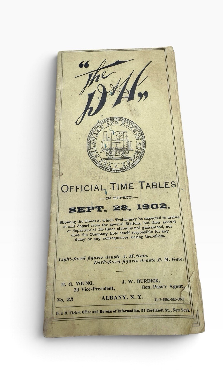 1902 Delaware & Hudson Official Time Tables Sept 28 with System Map