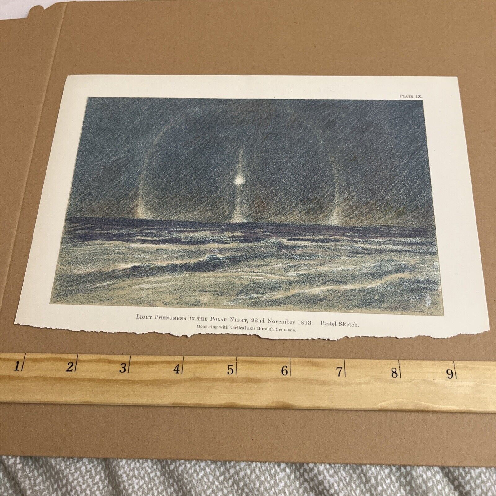 Antique 1898 Plate of a Pastel Sketch: 1893 Light Phenomena in the Polar Night