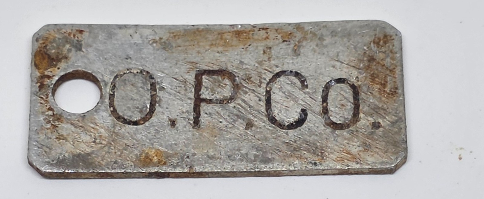 Rare Vintage O.P. CO. Oahu Pineapple Company Metal ID Tag Hawaii Plantation Era