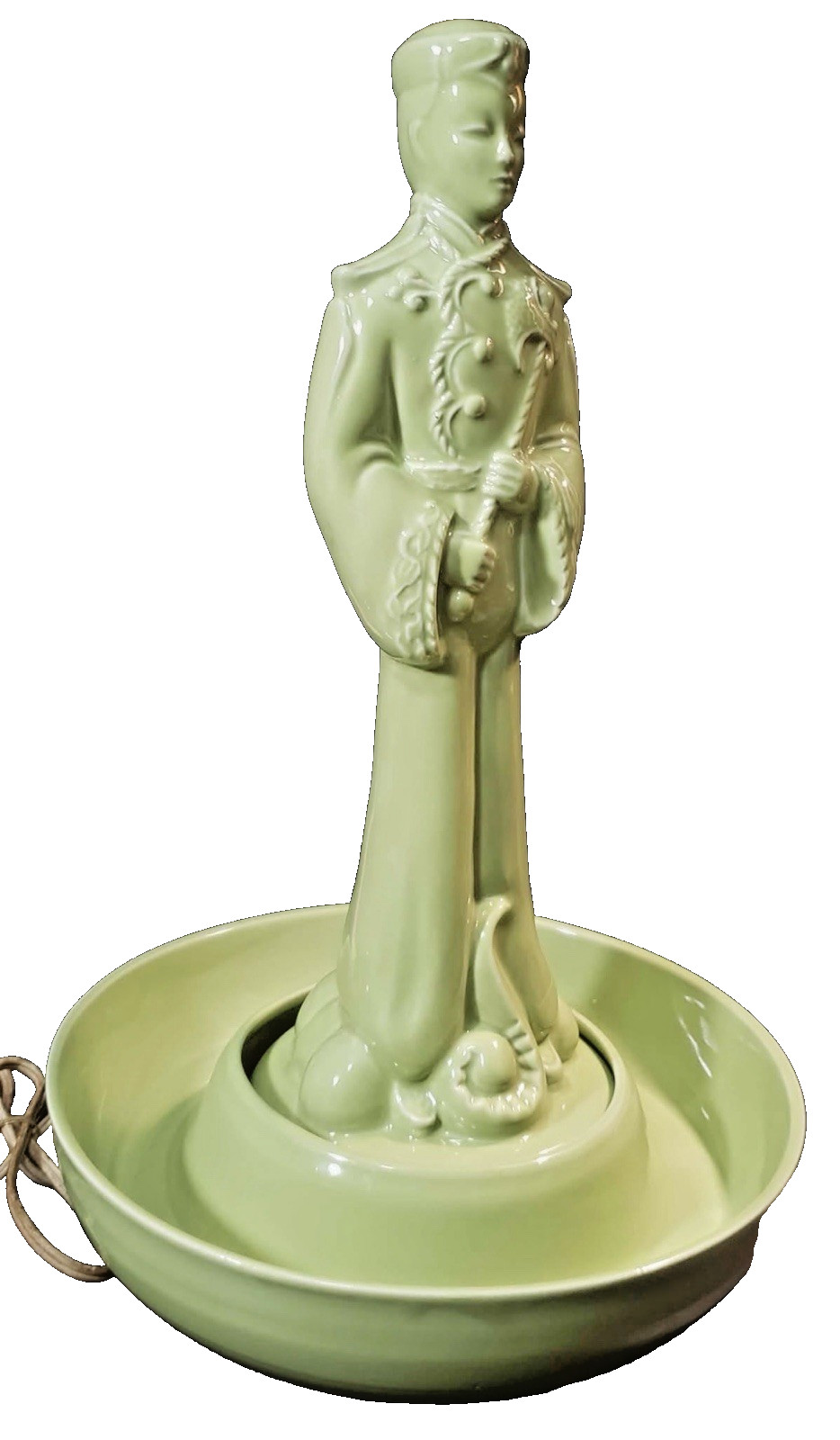 Vintage Mid Century Green Ceramic Oriental Gonder Style Kohl Art Pottery Lamp