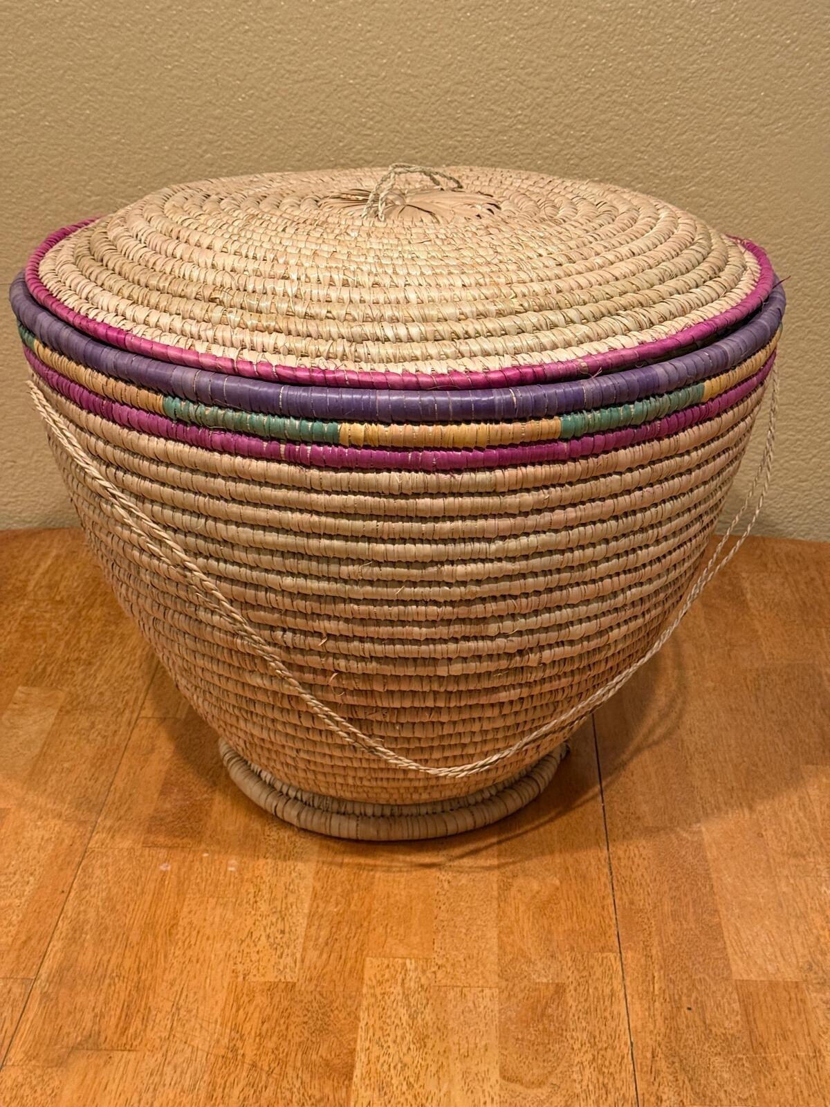 40% Sale New Large African Basket w Lid (22”, 20”, & 18”) Set of 10