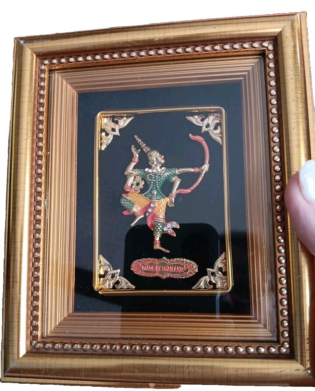 Wall Deco hanging Temple Guardian (YAK) golden frame made in Thailand. 3D 