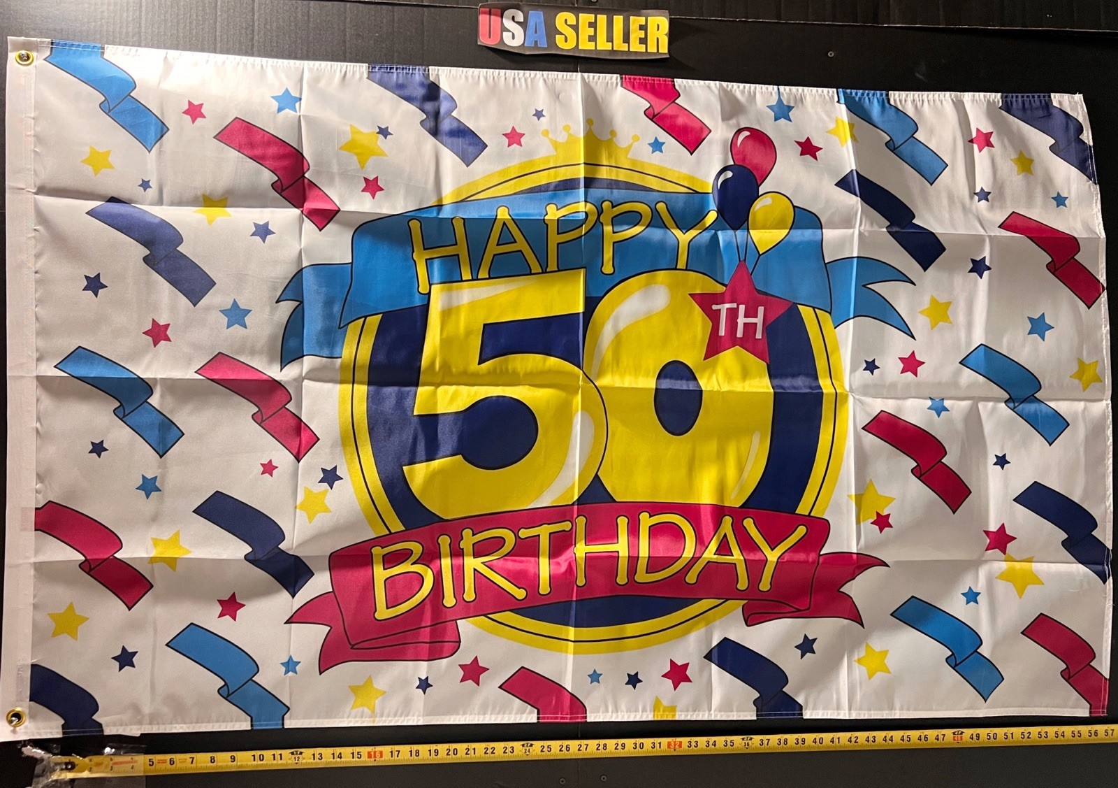 Happy 50th Birthday Cheers Flag FREE USA SHIP Party Man Cave Cake Fun Sign 3x5'