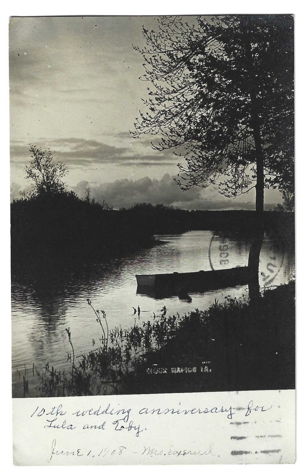 Rare 1908 RPPC Sent Sioux Rapids IA To Provo Utah Antique Postcard Water Scene