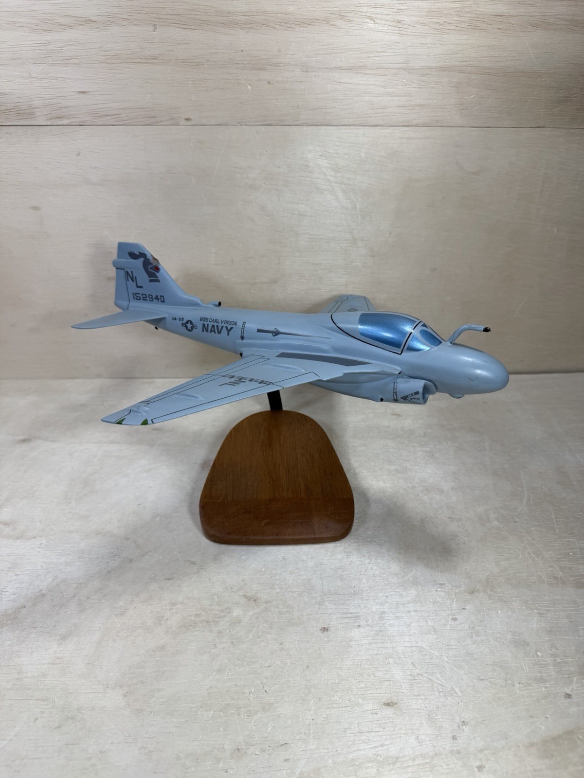 Wood Carved VA-52 Knight Riders, USS Carl Vinson 1980s, Airplane Model Custom