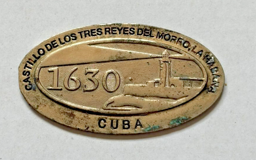 RARE UNSEEN MORRO CASTLE GUARD BADGE NUMERED 1630 TRES REYES CASTILLO 1950s