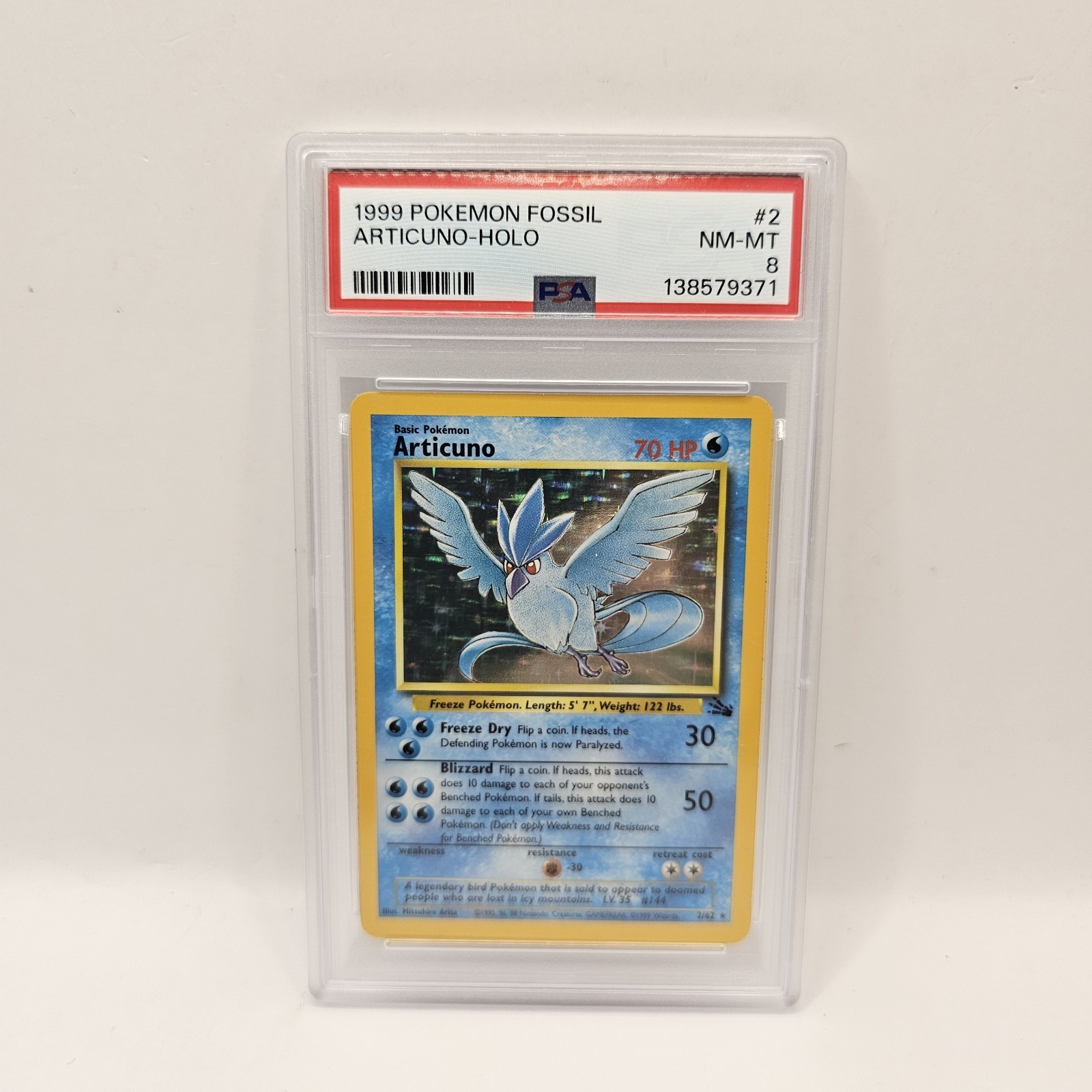 Pokemon Card Articuno 2/62 Fossil Set PSA 8 Near Mint Cosmos Holo ENG