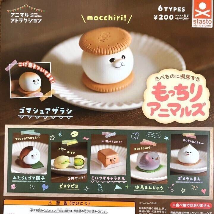 Animal Attractions Mocchiri Animals All 6 Type Set Capsule Toys Gashapon New