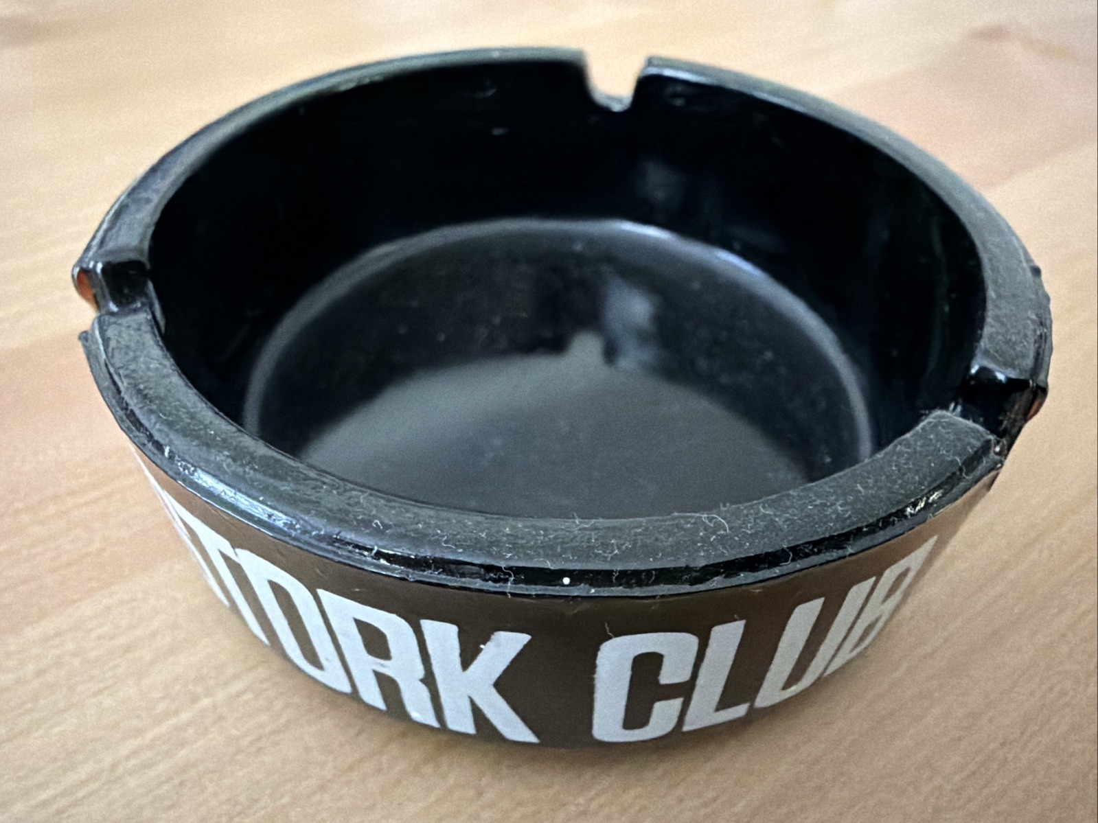 Vintage Black Glass STORK CLUB  New York City Nightclub Ashtray 3 1/2” UNUSED