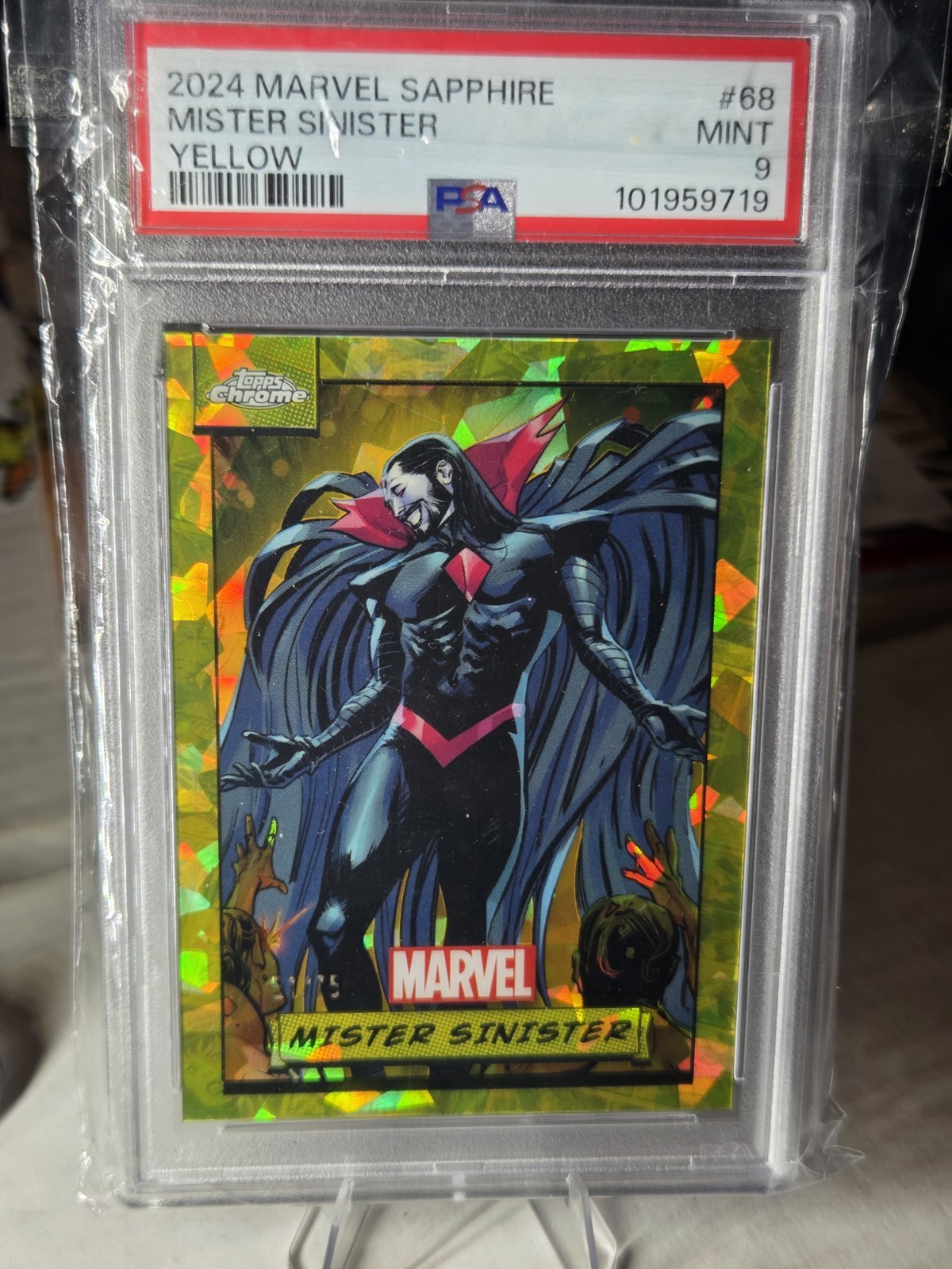 2024 Topps Chrome Marvel Sapphire - Mister Sinister #68 - Yellow /75 PSA 9