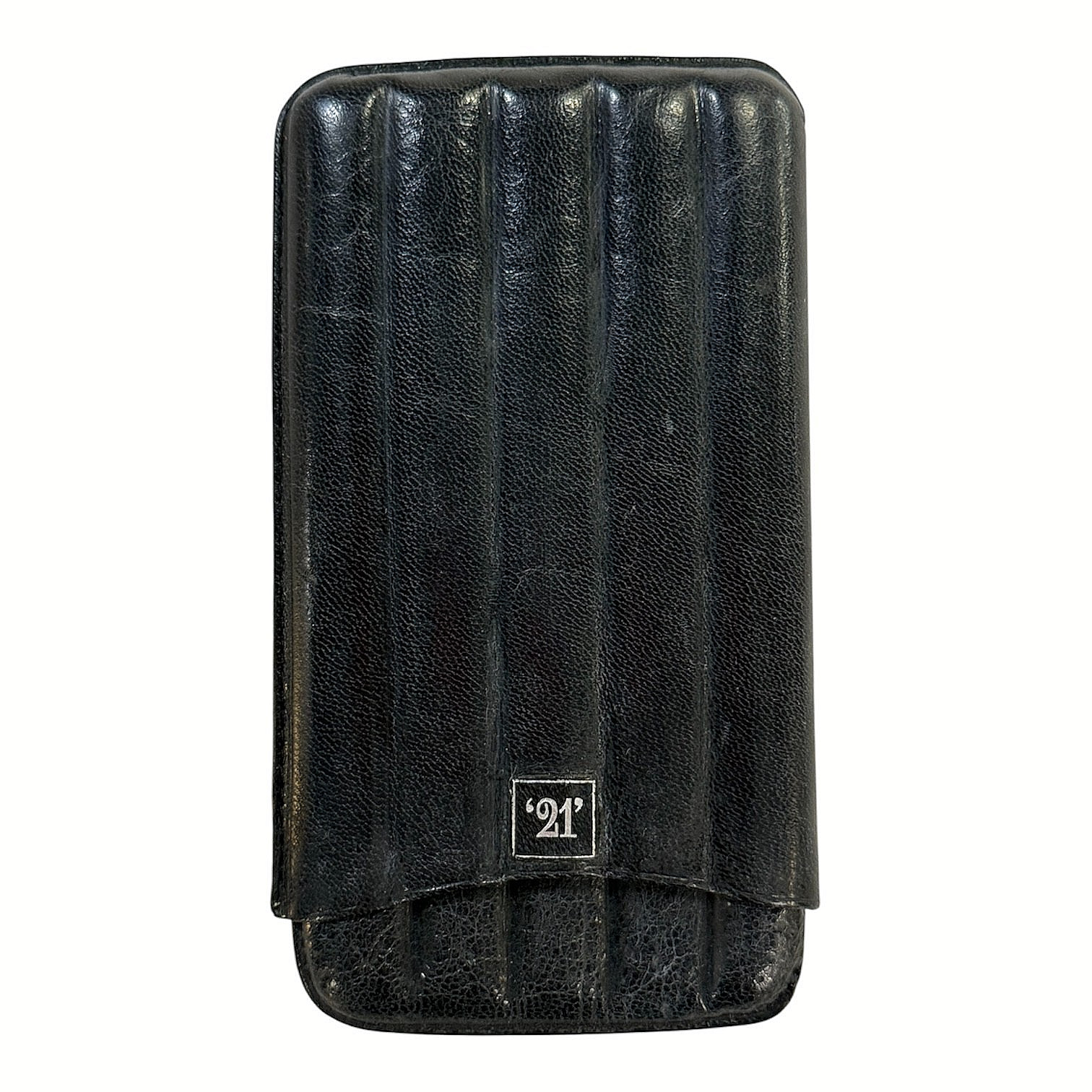 THE 21 CLUB ICONIC NYC NIGHTLIFE BLACK LEATHER 5 SLOT CIGAR CASE RARE HTF